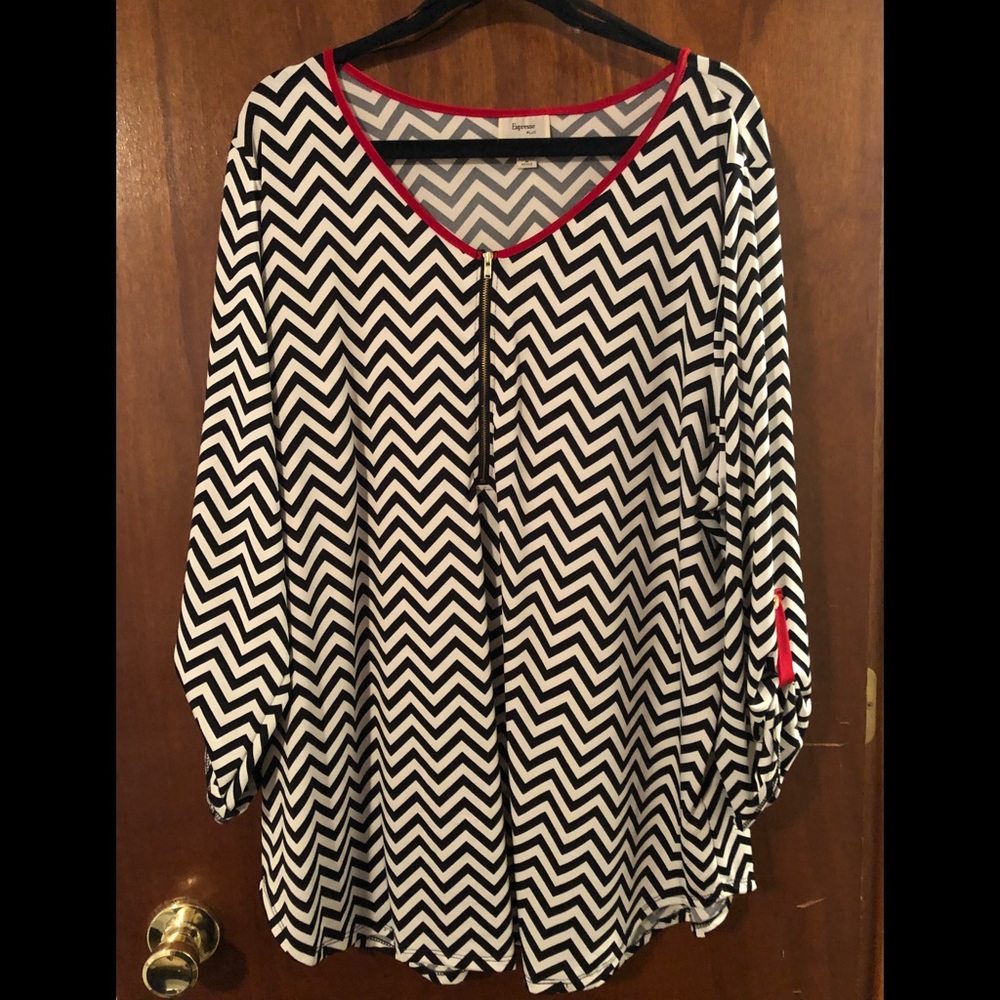 Espresso plus size stripped top
